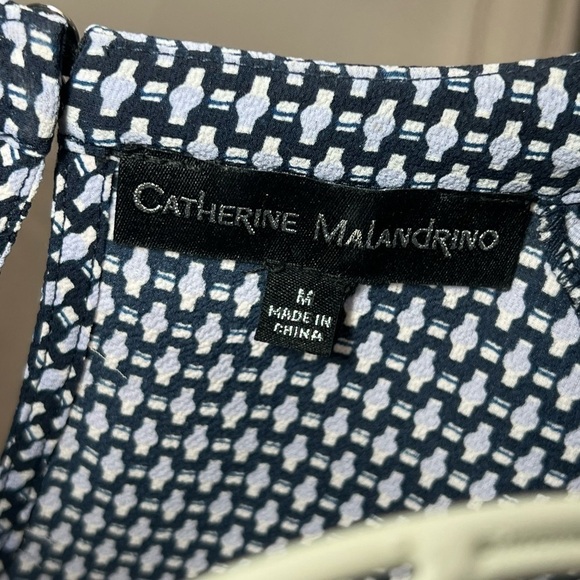 Catherine Malandrino Top Blue/White/Black Short Sleeve Size M Like New! - Picture 6 of 6